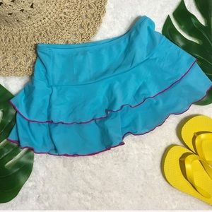 Girl's Ruffle Blue Bikini Bottom Skirt